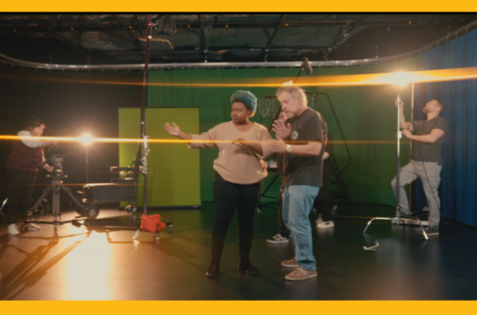 picture of lighting and crew on soundstage