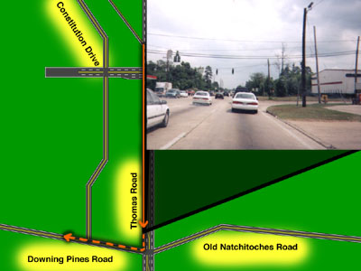 Map: Thomas Road approach from north