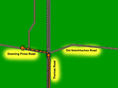 Map: Thomas Road approach from south